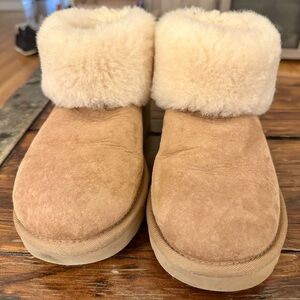 UGG Cream Ankle Booties with Plush Lining